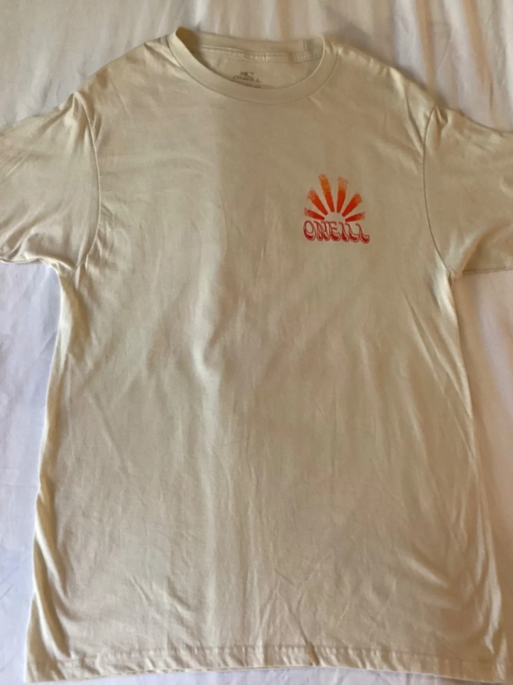 O’Neill Men’s Medium Cream Orange Surf Graphic Back Print T-Shirt
